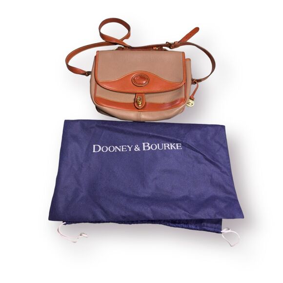 Dooney & Bourke AWL Vintage Satchel Taupe leather Carrier messenger bag purse - Picture 1 of 8